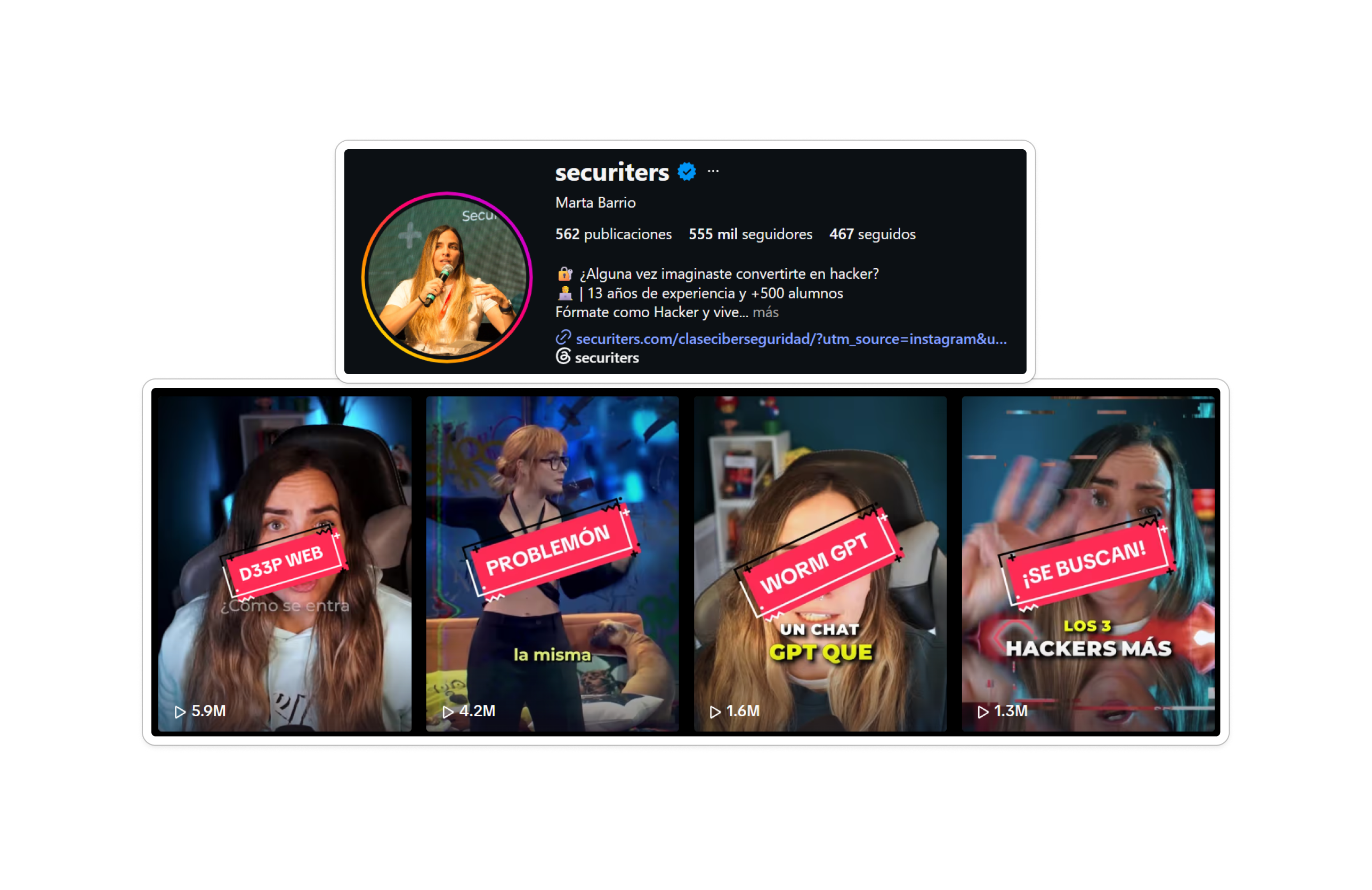 Perfil de Securiters en Instagram: 555 mil seguidores y reels de millones de vistas